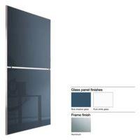 Made to Measure Minimalist 2 Panel Pure White & Blue Shadow Glass Sliding Wardrobe Door (W)741-913mm