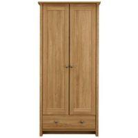 Manor Oak Effect 2 Door 1 Drawer Wardrobe (H)1932mm (W)897mm