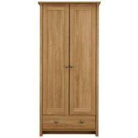 manor oak effect 2 door 1 drawer wardrobe h1932mm w897mm