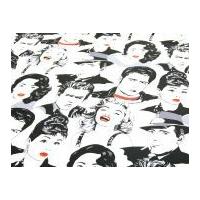 Marilyn Fashion Cotton Canvas Fabric Black, Cream & Red