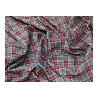 Marykirk Plaid Check Polyester Tartan Suiting Dress Fabric Grey & Red