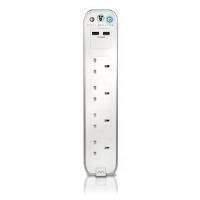 Masterplug 4-Way Surge Protected Power Socket with 1m Extension Lead (White) with USB Charging Ports