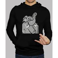 man, hooded sweater, black / elephant