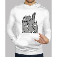 man, hooded sweater, white / elephant