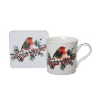 MacNeil Christmas Robin Mug and Coaster