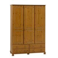 malmo stained pine 3 door 4 drawer wardrobe h1853mm w1296mm