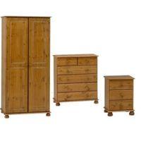 Malmo Stained Pine 3 Piece Bedroom Furniture Set