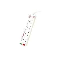 Masterplug 4-way Surge Protected Power Socket With 4m Extension Lead (white)