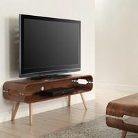 Marin Wide TV Stand In Walnut With Solid Ash Spindle Shape Legs