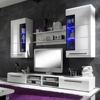 Madsen Living Room Set 1 In White High Gloss Fronts With LED