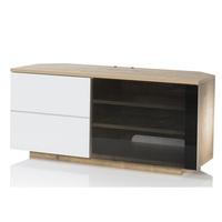 Mayfair Corner TV Cabinet In Oak And White Gloss With 2 Doors