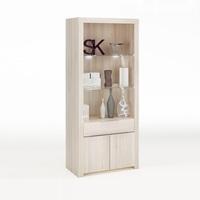 malvern display cabinet in acacia with 2 doors and drawer