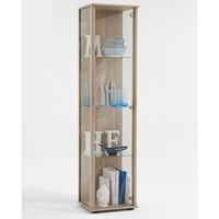 Marine Modern Glass Display Cabinet In Oak with Glass Shelves