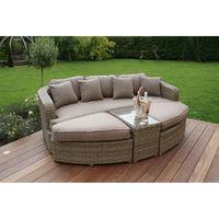 Maze Rattan Milan Daybed with Beige Cushions