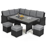 Maze Rattan Kingston Corner Sofa Dining Set Grey