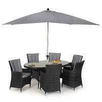 maze rattan la 6 seat oval dining set grey