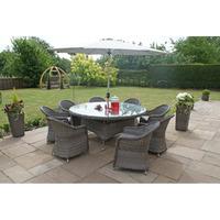 Maze Rattan Victoria 8 Seat Round Dining Set with Rounded Armchairs