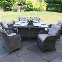 Maze Rattan Winchester 6 Seat Rectangular Dining Set with Square Armchairs