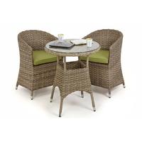 Maze Rattan Milan 2 Seat Round Bistro Dining Set with Rounded Armchairs Green