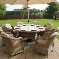 Maze Rattan Winchester 8 Seat Round Dining Set with Rounded Armchairs