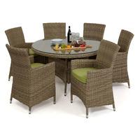 Maze Rattan Milan 6 Seat Round Dining Set Green