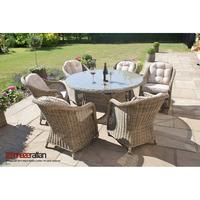 Maze Rattan Winchester 6 Seat Round Dining Set with Rounded Armchairs