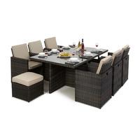 Maze Rattan Cube 7 Piece Set with Footstools Brown