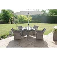 Maze Rattan Victoria 4 Seat Square Dining Set with Square Armchairs