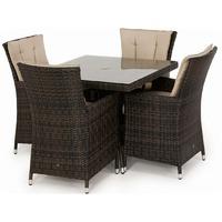 maze rattan la 4 seat square dining set brown