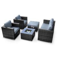 Maze Rattan 5 Seater Sofa Set with Ice Bucket Table in Grey