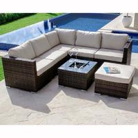 Maze Rattan London 6 Seater Sofa Set with Ice Bucket Table in Brown