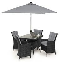 Maze Rattan LA 4 Seat Square Dining Set Grey