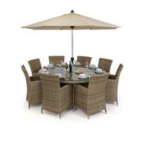 Maze Rattan Milan 8 Seat Round Dining Set Green