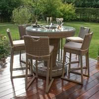 Maze Rattan Winchester 6 Seater Round Bar Set with Ice Bucket Table