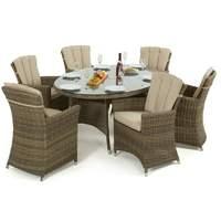 Maze Rattan Winchester Oval Set with 6 Carver Chairs