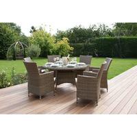 Maze Rattan Milan 6 Seat Round Dining Set Beige