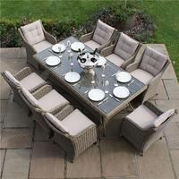 Maze Rattan Winchester 8 Seat Rectangular Dining Set with Square Armchairs