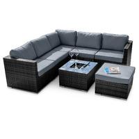 Maze Rattan London 6 Seater Sofa Set with Ice Bucket Table in Grey