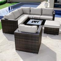 Maze Rattan London 7 Seater Sofa Set with Ice Bucket Table in Brown