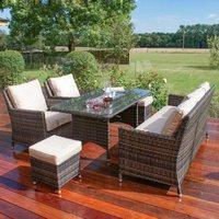 Maze Rattan Venice Sofa Dining Set with Ice Bucket Table in Brown