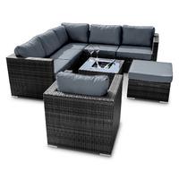 Maze Rattan London 7 Seater Sofa Set with Ice Bucket Table in Grey