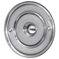 matt chrome 100mm round door bell ceramic press