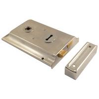 Matt Chrome Rim Door Lock 6x4in (153x102mm)