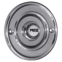 Matt Chrome 76mm Round Door Bell Ceramic Press