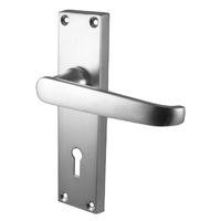 Matt Chrome Keyhole Door Handle Set