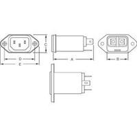 Mains filter + IEC socket 250 Vac 10 A 0.086 mH TE Connectivity 1-6609006-7 1 pc(s)