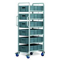 Machine Mart Xtra Topstore Braked 6 Tier Euro Container Tray Trolley with 6 30 Litre Containers