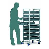 Machine Mart Xtra Topstore Braked 8 Tier Euro Container Tray Trolley with 8 22 Litre Containers