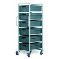 Machine Mart Xtra Topstore Braked 6 Tier Euro Container Tray Trolley with 6 40 Litre Containers