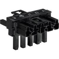 Mains T distributor Mains plug - Mains socket, Mains socket Total number of pins: 4 + PE Black WAGO 1 pc(s)